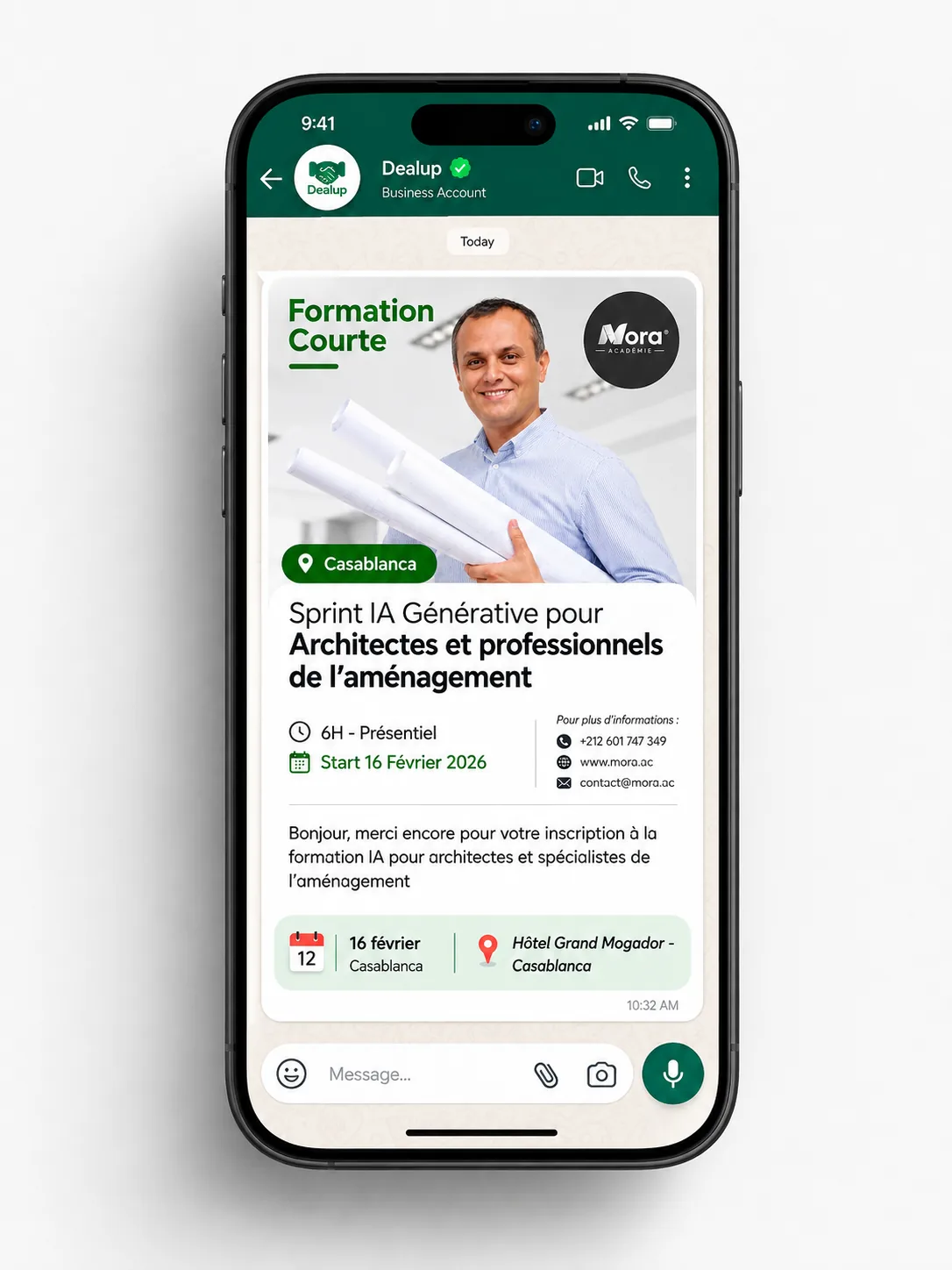 Le générateur de campagnes Dealup avec une liste de contacts importée, prête à l'envoi